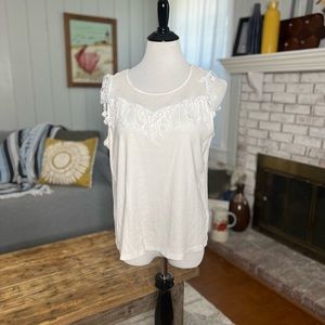 Rafaella white tassel tank